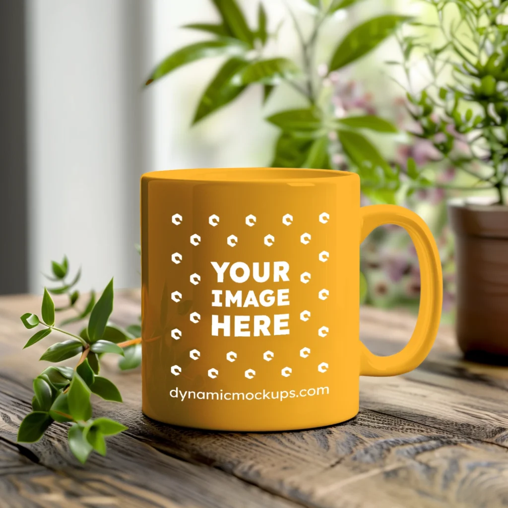 11oz Blank Orange Ceramic Coffee Mug Mockup Template