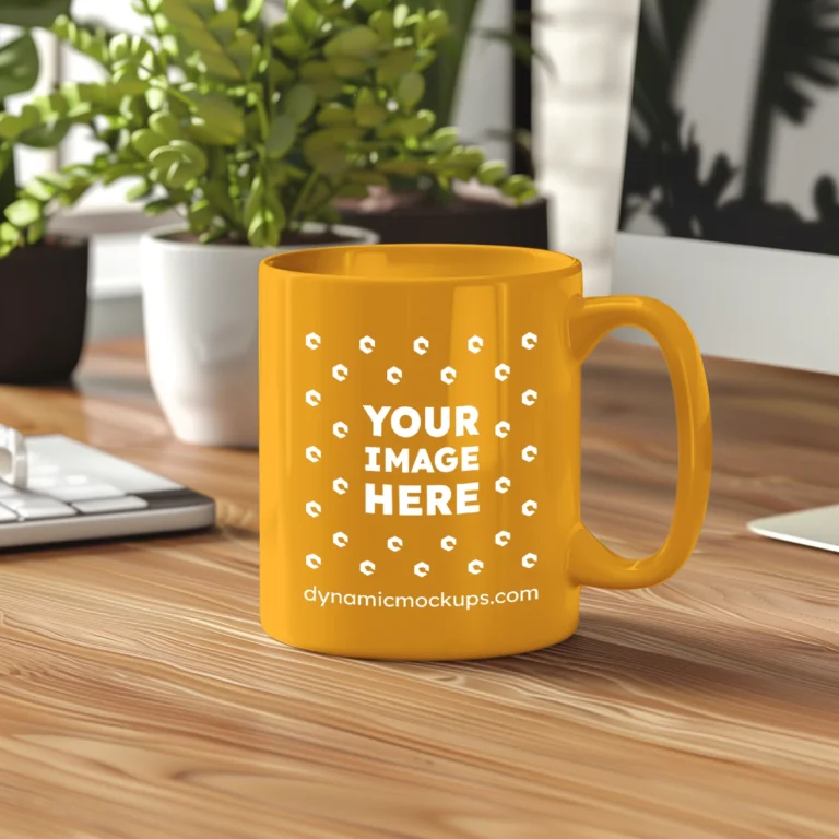 11oz Blank Orange Ceramic Coffee Mug Mockup Template