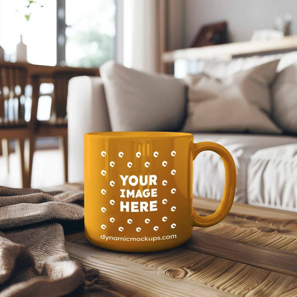 11oz Blank Orange Ceramic Coffee Mug Mockup Template