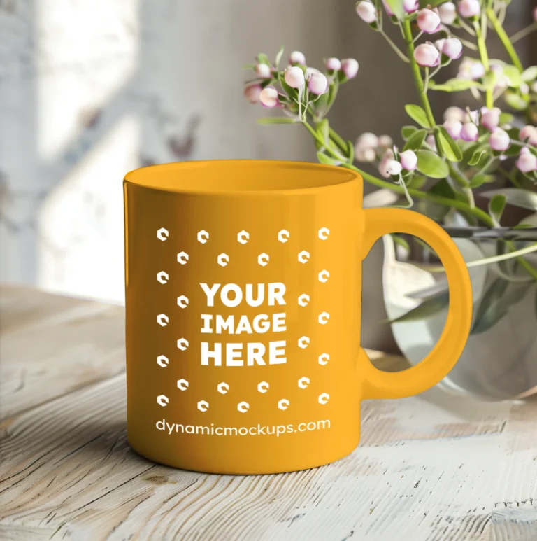 11oz Blank Orange Ceramic Coffee Mug Mockup Template