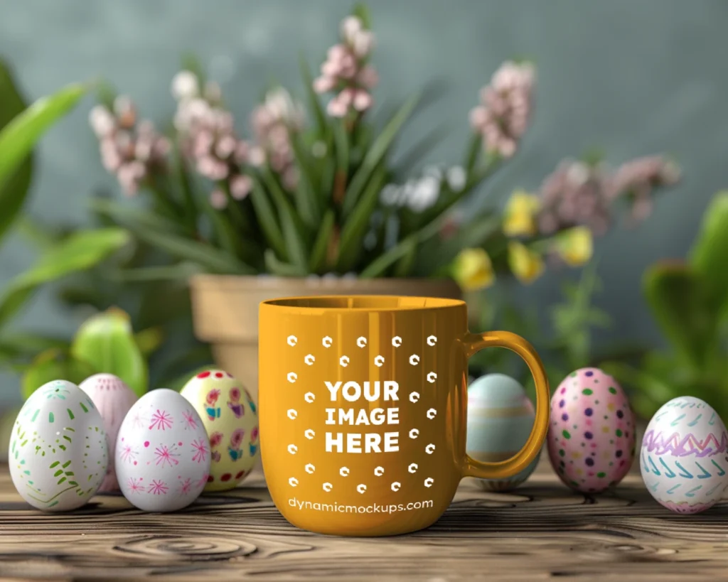 11oz Blank Orange Ceramic Coffee Mug Mockup Template