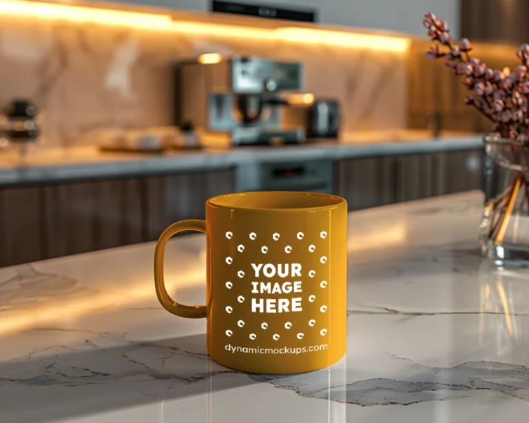 11oz Blank Orange Ceramic Coffee Mug Mockup Template