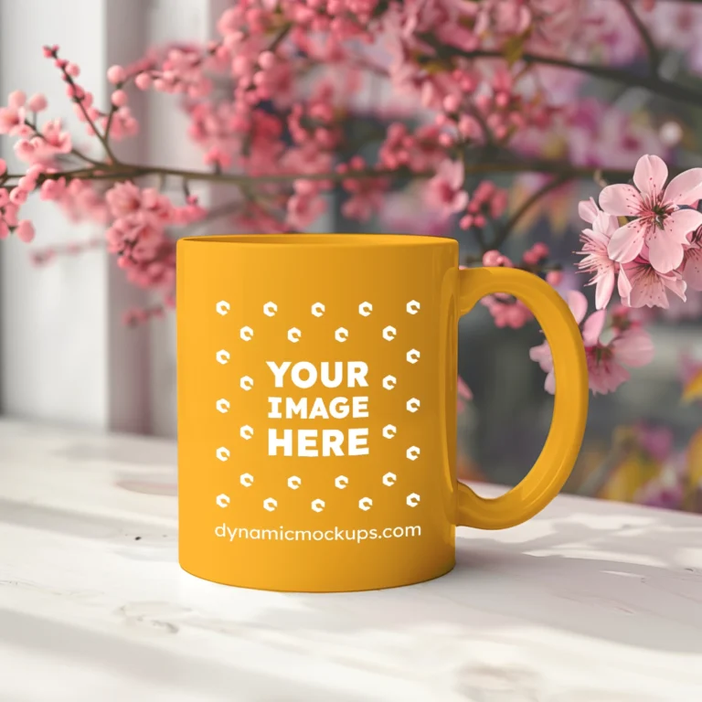 11oz Blank Orange Ceramic Coffee Mug Mockup Template