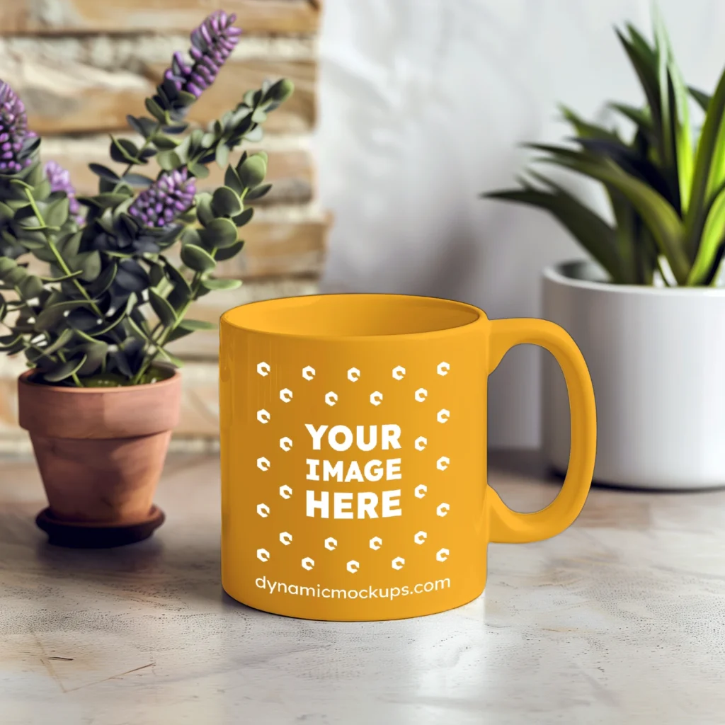 11oz Blank Orange Ceramic Coffee Mug Mockup Template