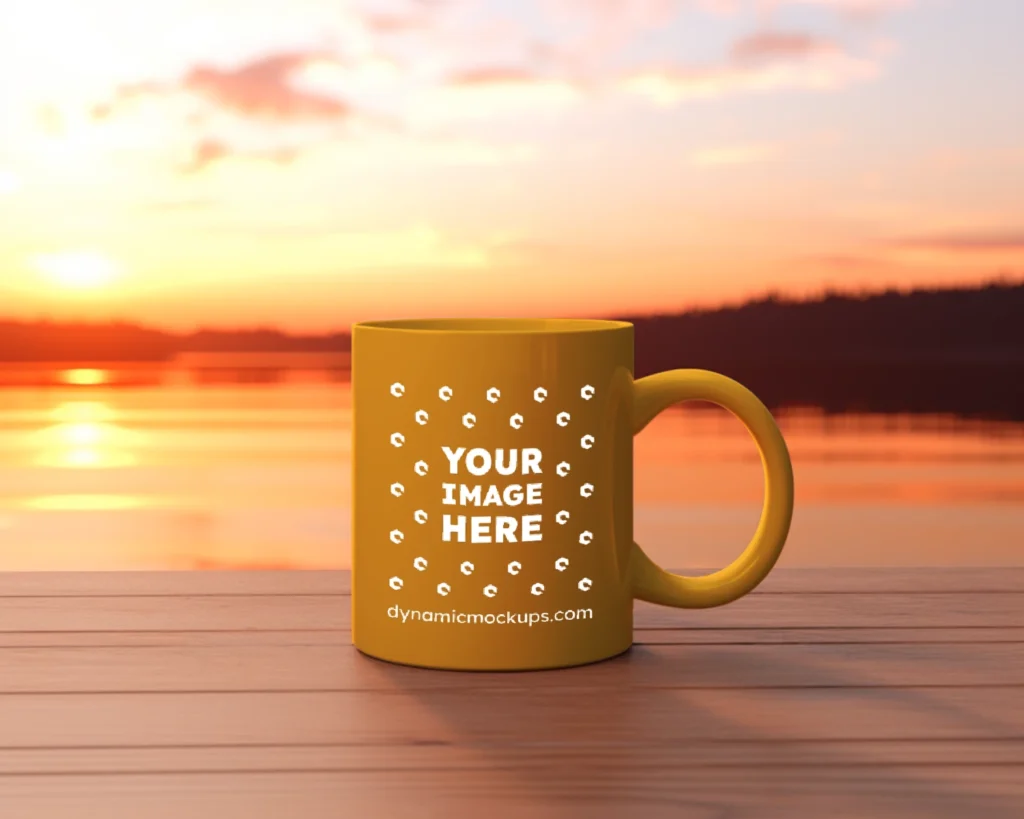 11oz Blank Orange Ceramic Coffee Mug Mockup Template