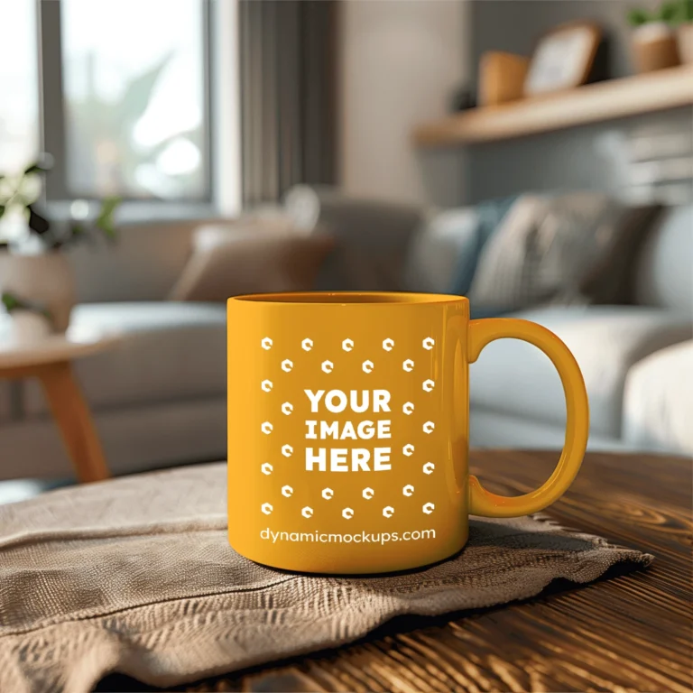 11oz Blank Orange Ceramic Coffee Mug Mockup Template