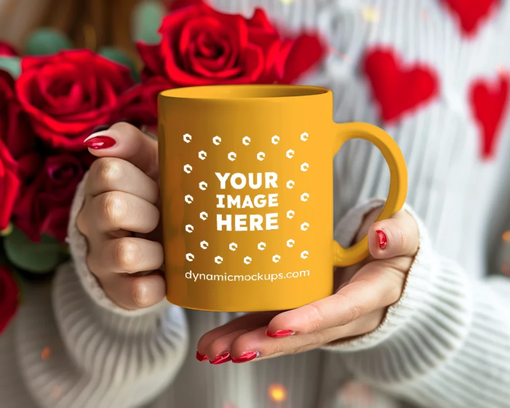 11oz Blank Orange Ceramic Coffee Mug Mockup Template