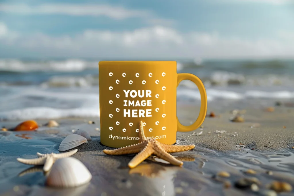 11oz Blank Orange Ceramic Coffee Mug Mockup Template