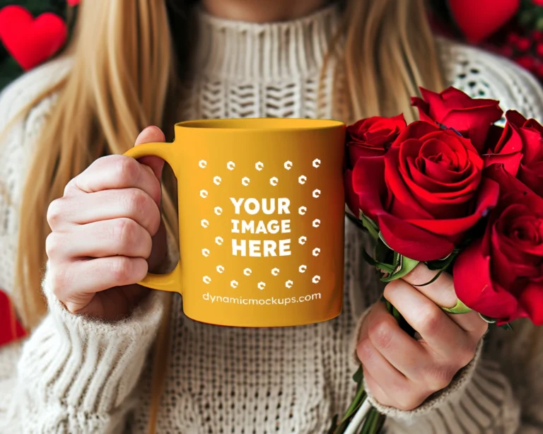 11oz Blank Orange Ceramic Coffee Mug Mockup Template