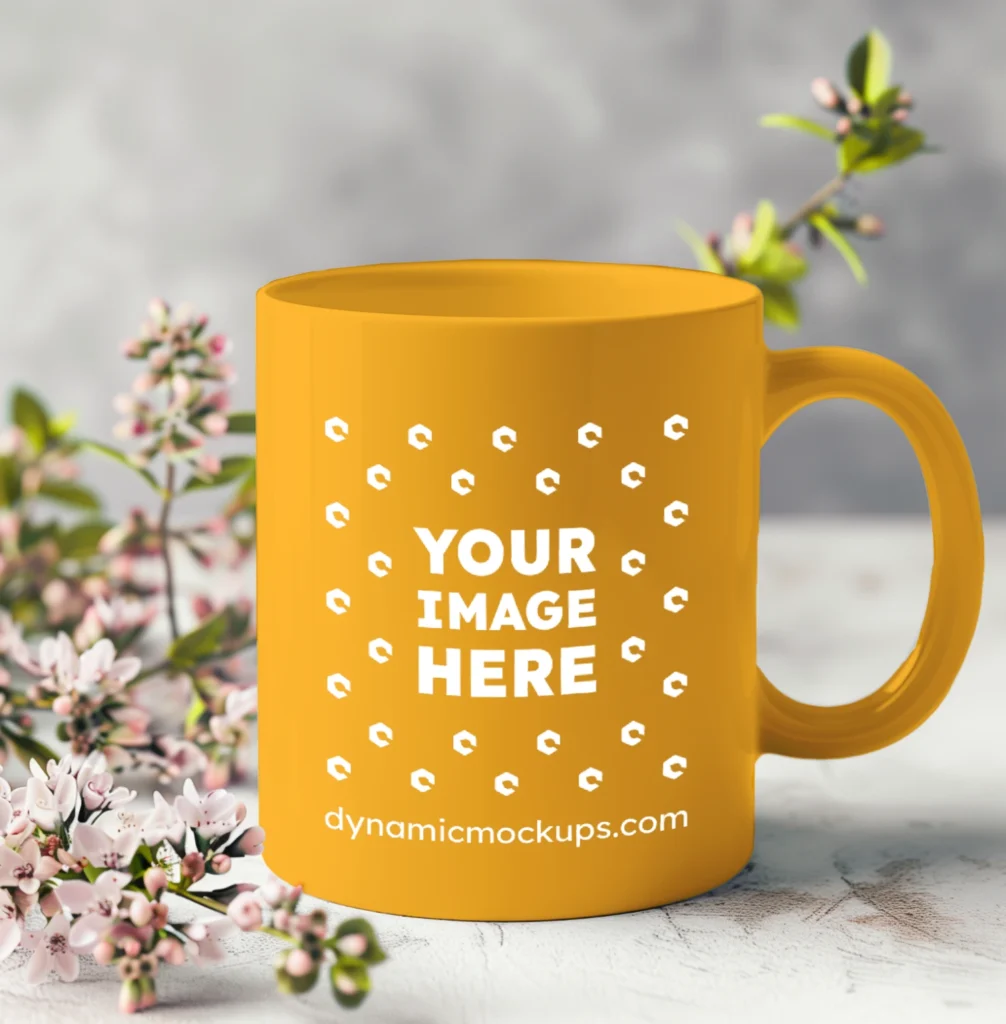 11oz Blank Orange Ceramic Coffee Mug Mockup Template