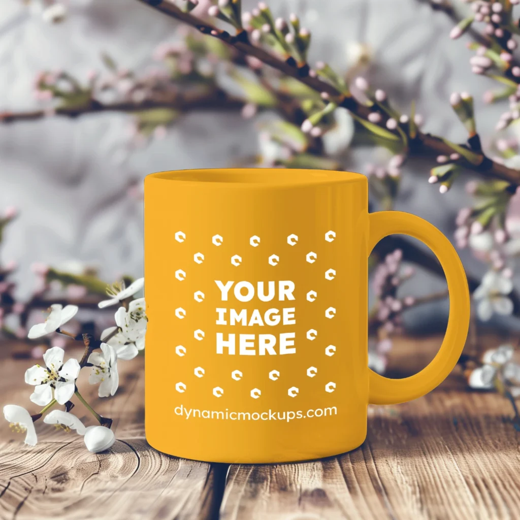 11oz Blank Orange Ceramic Coffee Mug Mockup Template