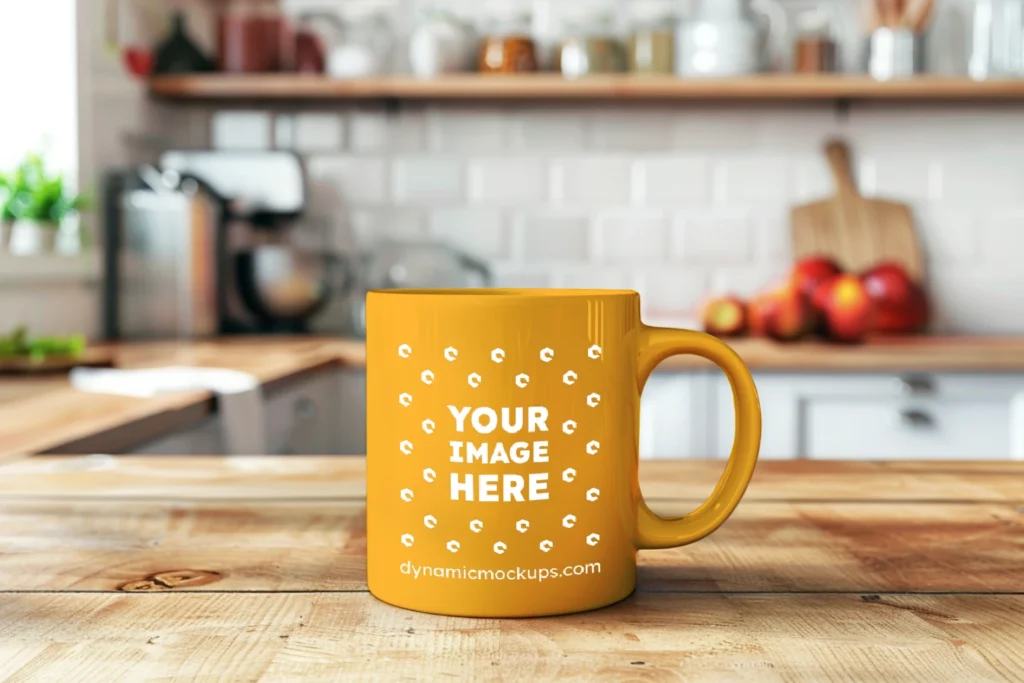 11oz Blank Orange Ceramic Coffee Mug Mockup Template