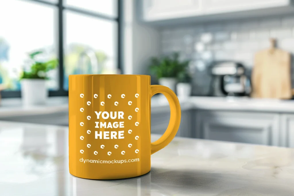 11oz Blank Orange Ceramic Coffee Mug Mockup Template