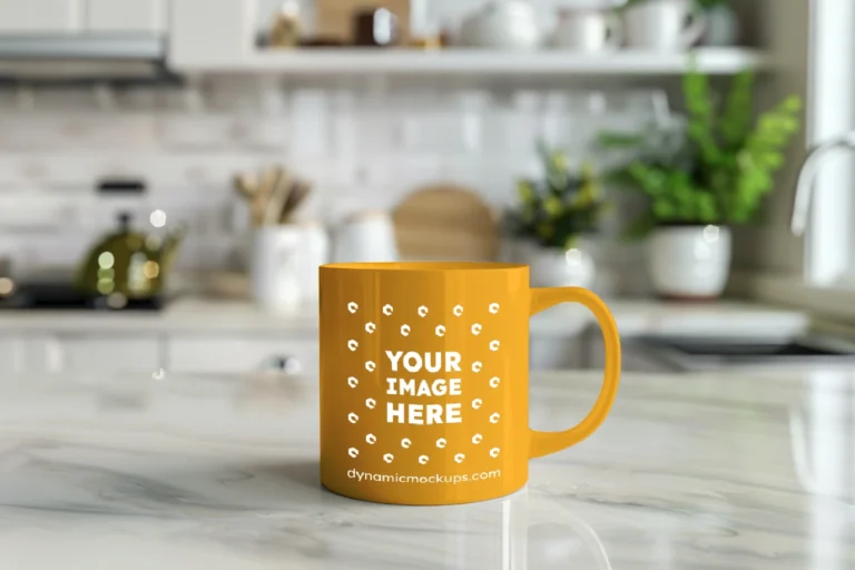 11oz Blank Orange Ceramic Coffee Mug Mockup Template