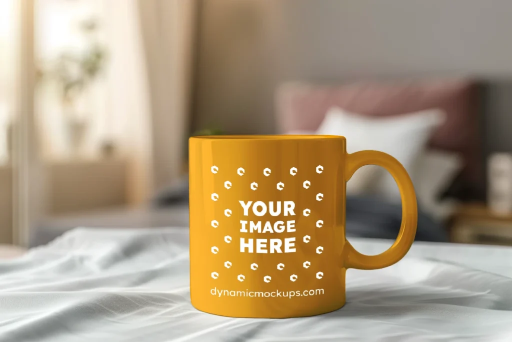 11oz Blank Orange Ceramic Coffee Mug Mockup Template