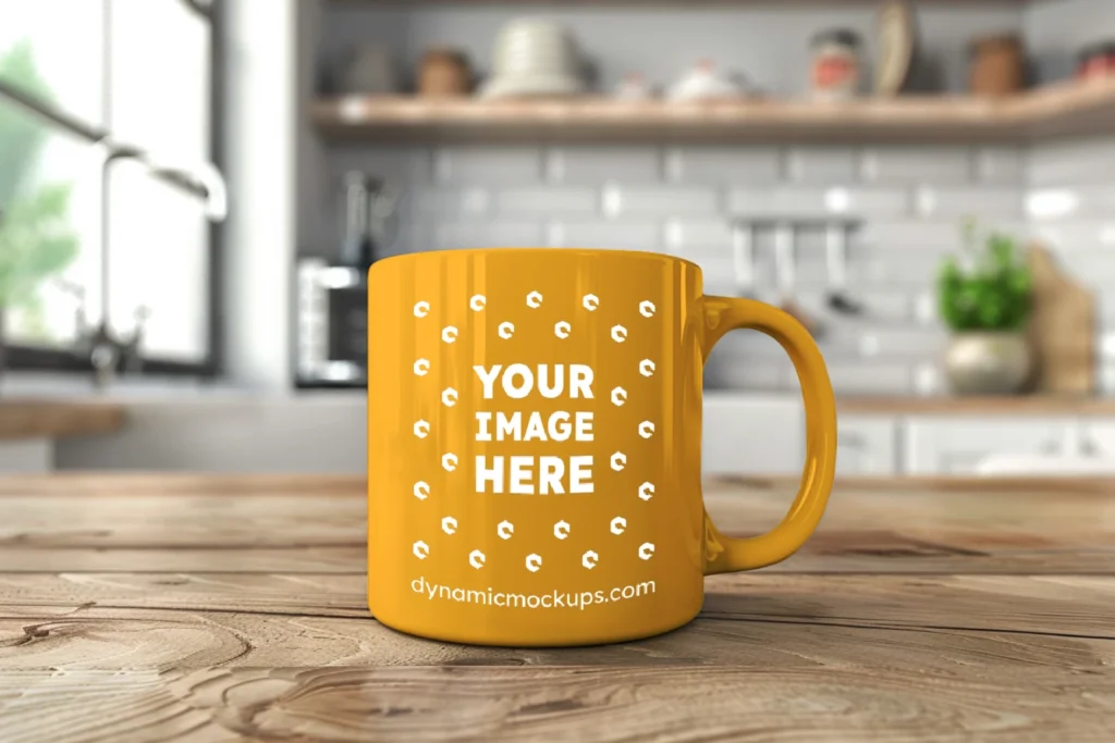 11oz Blank Orange Ceramic Coffee Mug Mockup Template