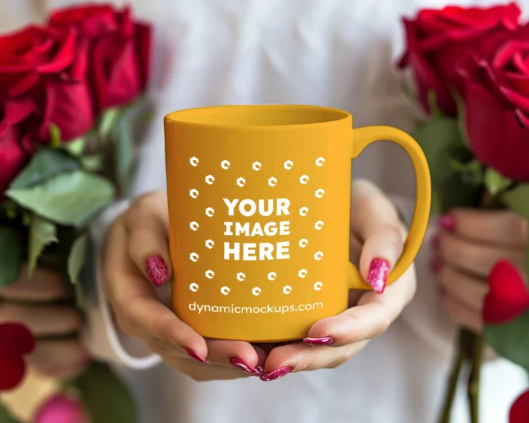 11oz Blank Orange Ceramic Coffee Mug Mockup Template