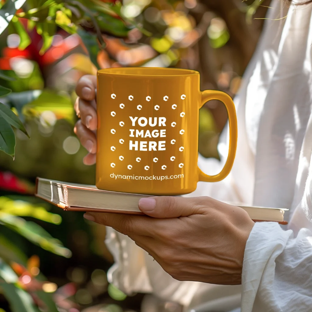 11oz Blank Orange Ceramic Coffee Mug Mockup Template