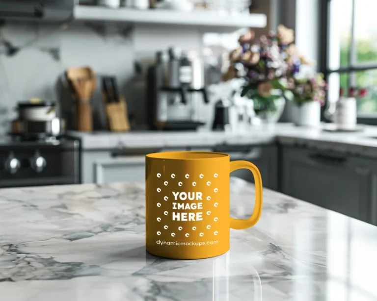 11oz Blank Orange Ceramic Coffee Mug Mockup Template