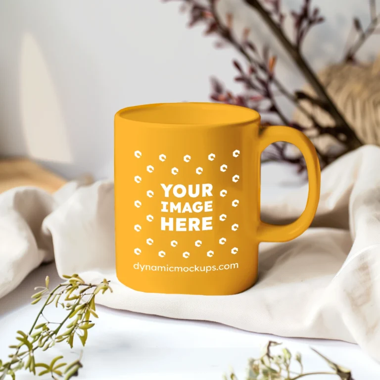 11oz Blank Orange Ceramic Coffee Mug Mockup Template