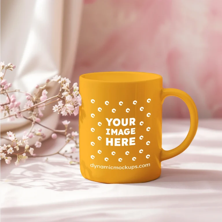 11oz Blank Orange Ceramic Coffee Mug Mockup Template