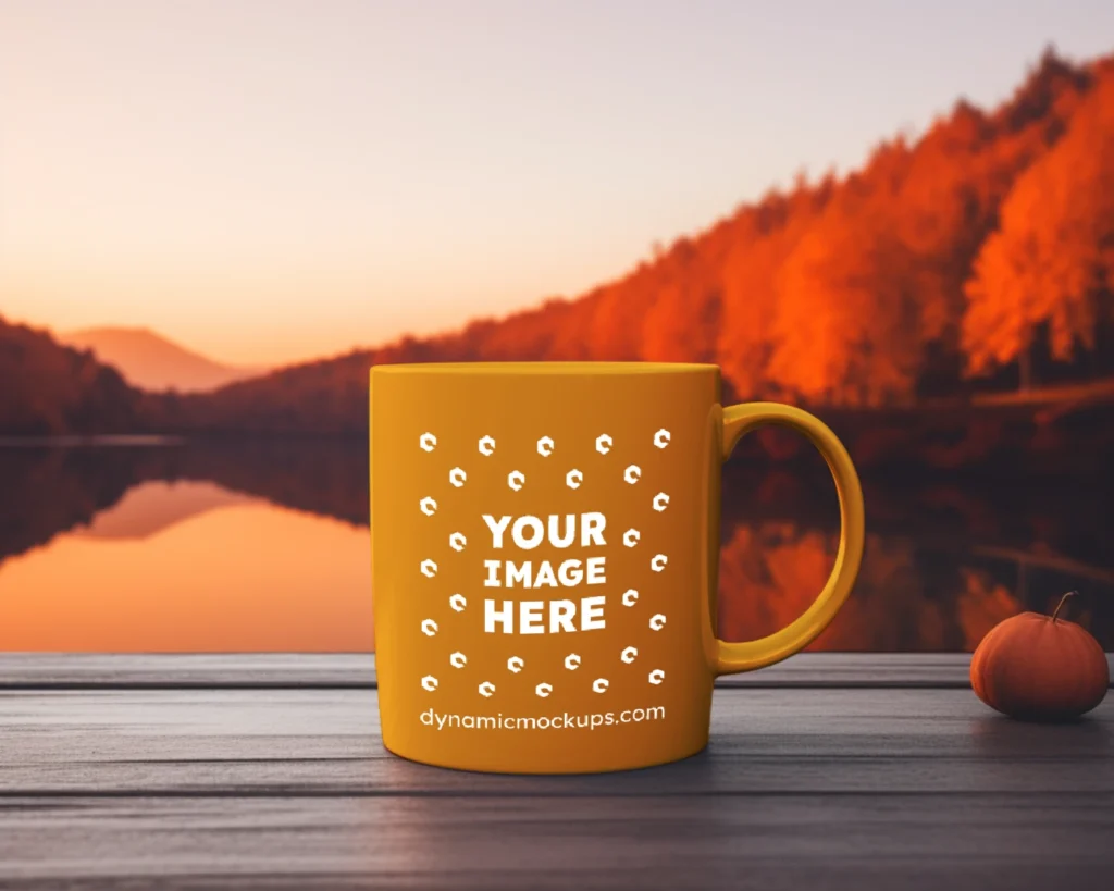 11oz Blank Orange Ceramic Coffee Mug Mockup Template