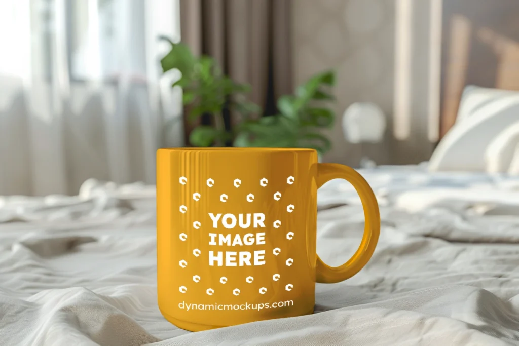 11oz Blank Orange Ceramic Coffee Mug Mockup Template