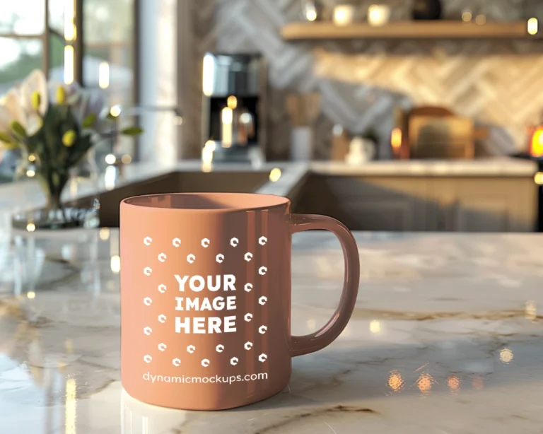 11oz Blank Peach Ceramic Coffee Mug Mockup Template