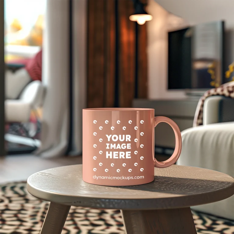 11oz Blank Peach Ceramic Coffee Mug Mockup Template