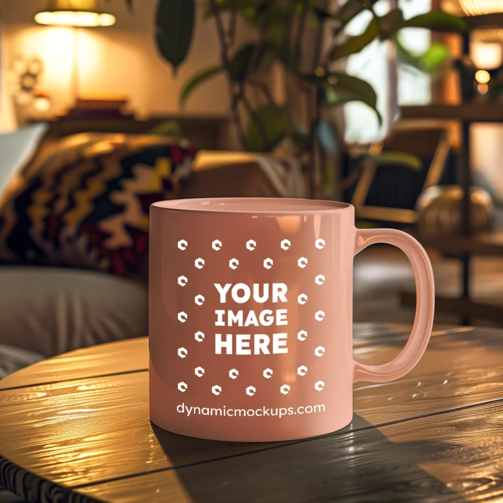 11oz Blank Peach Ceramic Coffee Mug Mockup Template