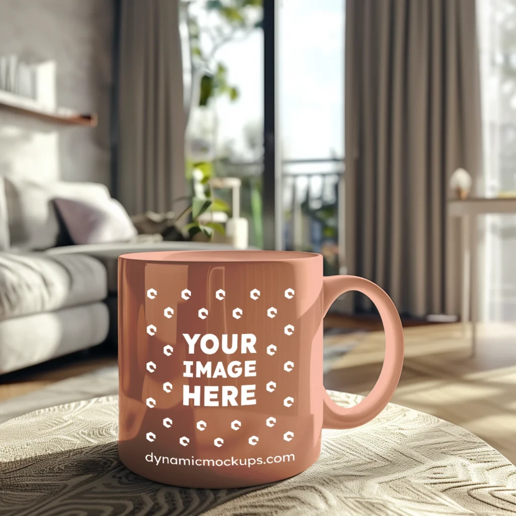 11oz Blank Peach Ceramic Coffee Mug Mockup Template