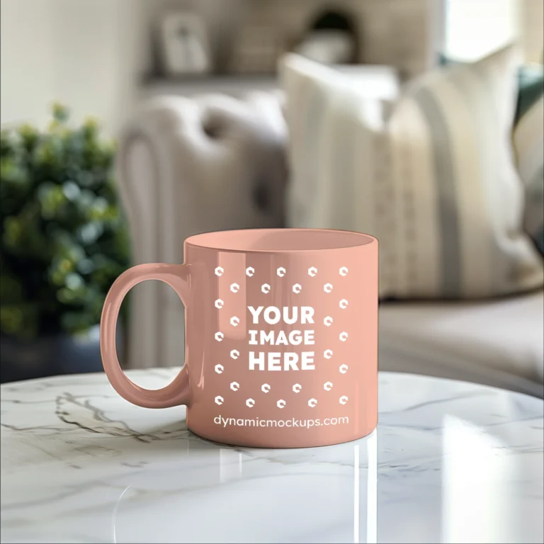 11oz Blank Peach Ceramic Coffee Mug Mockup Template