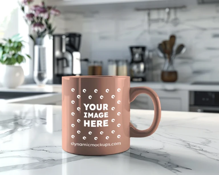 11oz Blank Peach Ceramic Coffee Mug Mockup Template