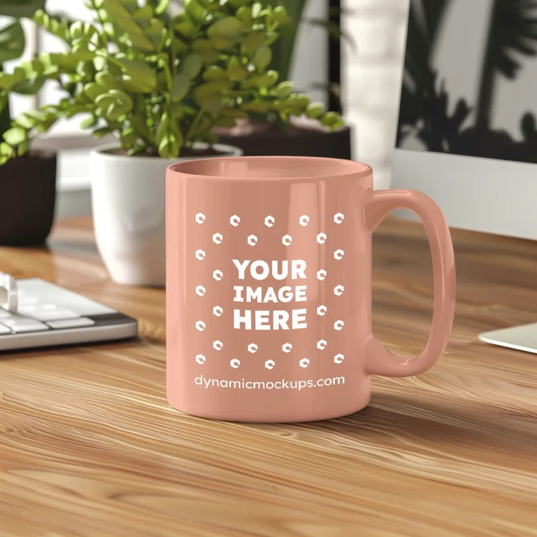 11oz Blank Peach Ceramic Coffee Mug Mockup Template