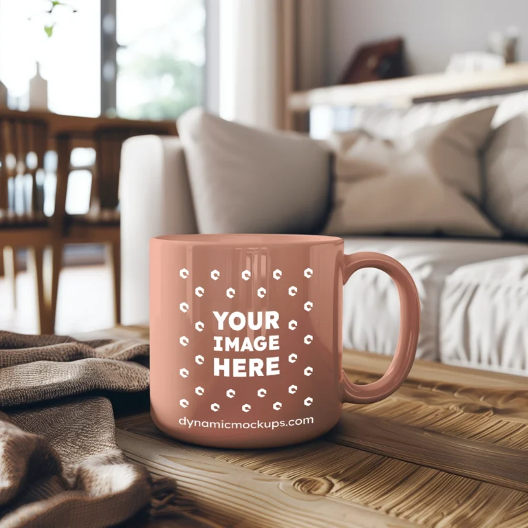 11oz Blank Peach Ceramic Coffee Mug Mockup Template