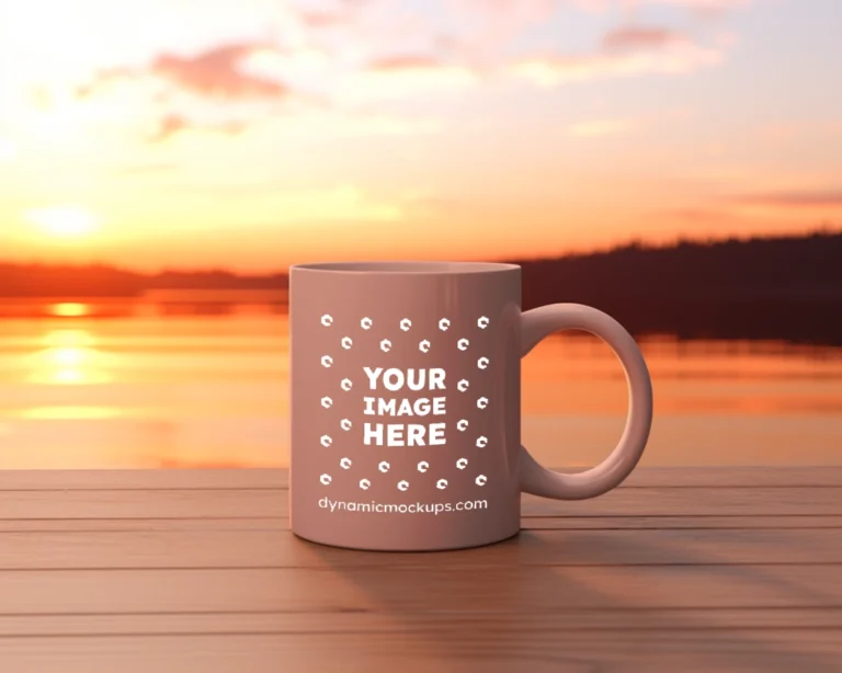 11oz Blank Peach Ceramic Coffee Mug Mockup Template