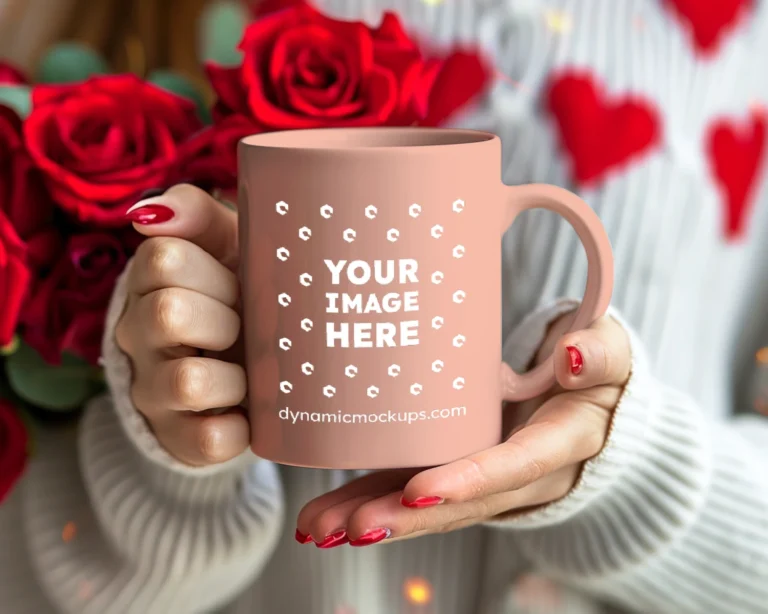 11oz Blank Peach Ceramic Coffee Mug Mockup Template