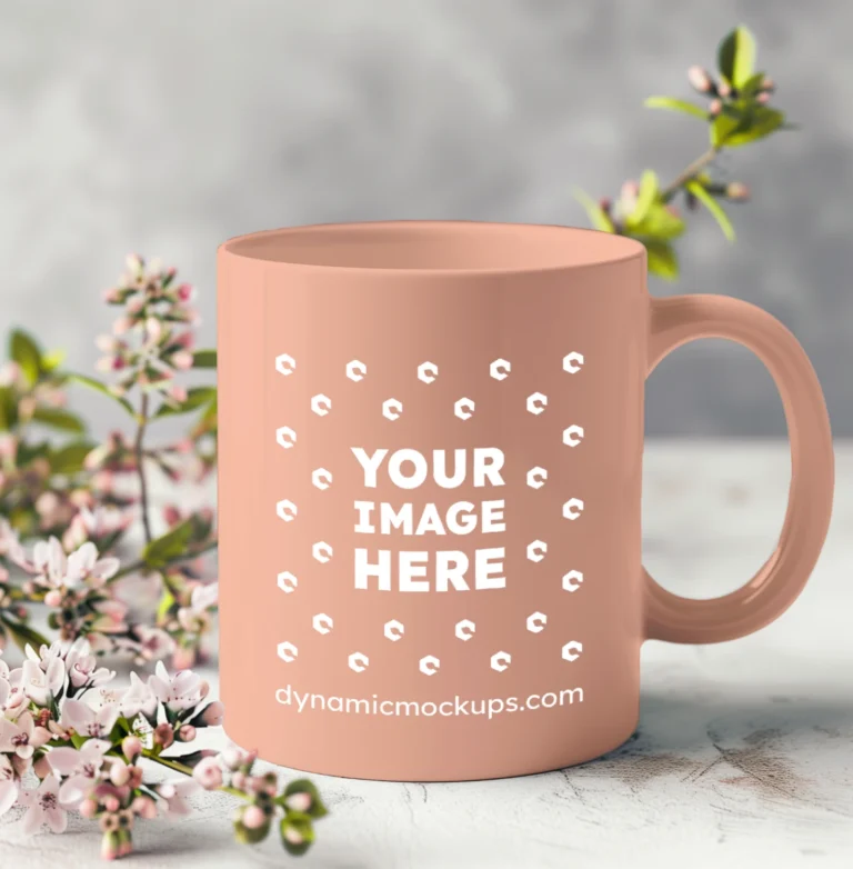 11oz Blank Peach Ceramic Coffee Mug Mockup Template