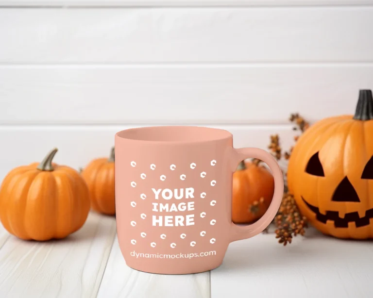 11oz Blank Peach Ceramic Coffee Mug Mockup Template