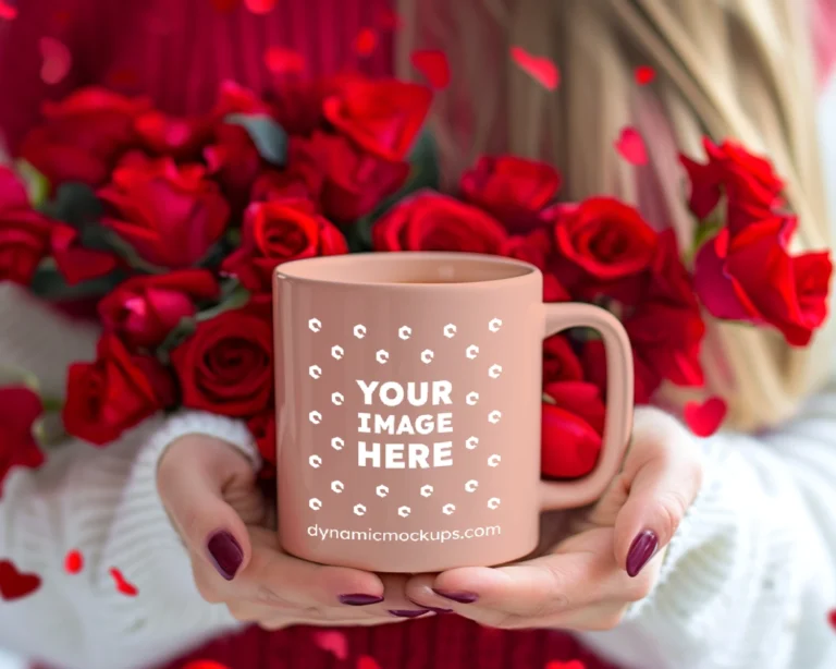 11oz Blank Peach Ceramic Coffee Mug Mockup Template