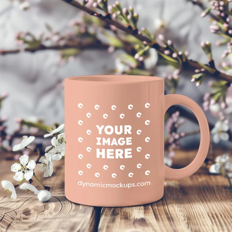 11oz Blank Peach Ceramic Coffee Mug Mockup Template