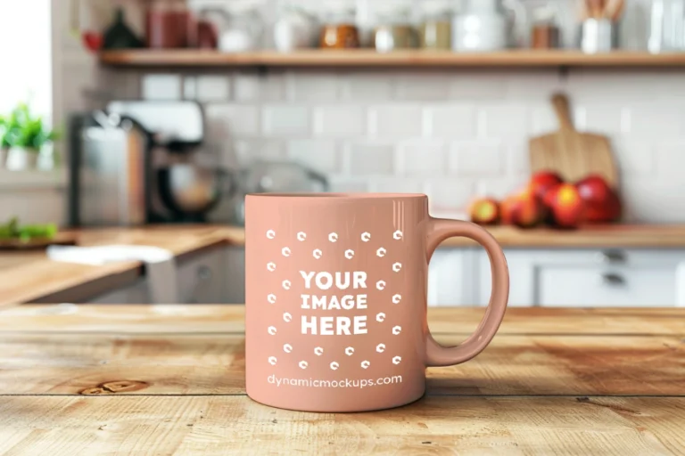 11oz Blank Peach Ceramic Coffee Mug Mockup Template