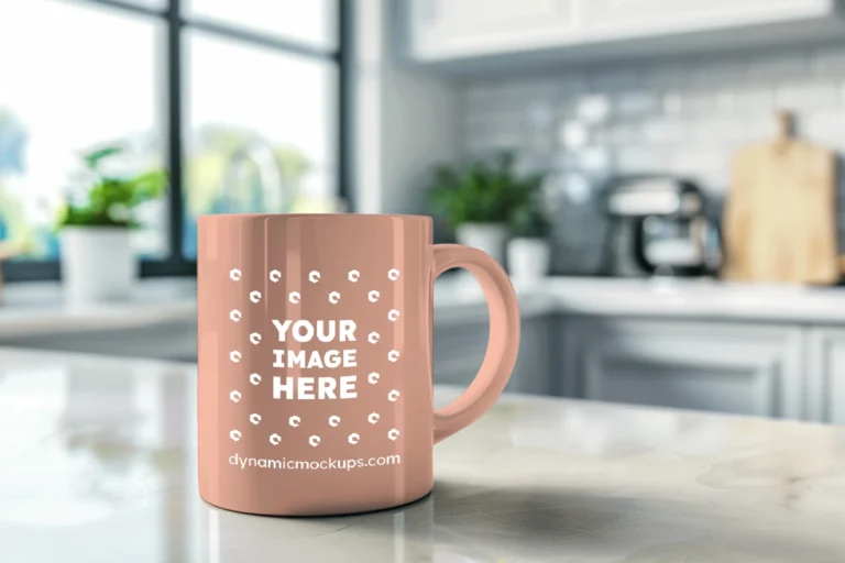 11oz Blank Peach Ceramic Coffee Mug Mockup Template