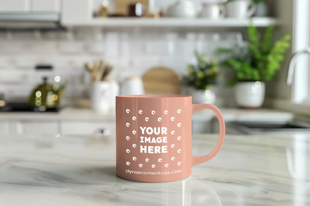 11oz Blank Peach Ceramic Coffee Mug Mockup Template