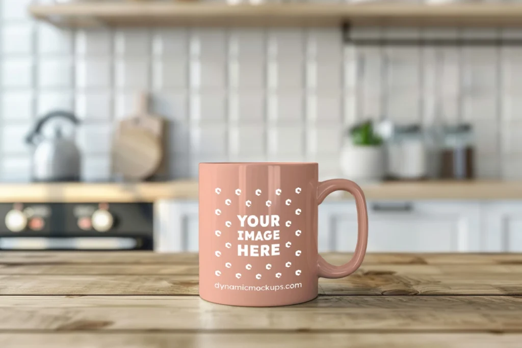 11oz Blank Peach Ceramic Coffee Mug Mockup Template