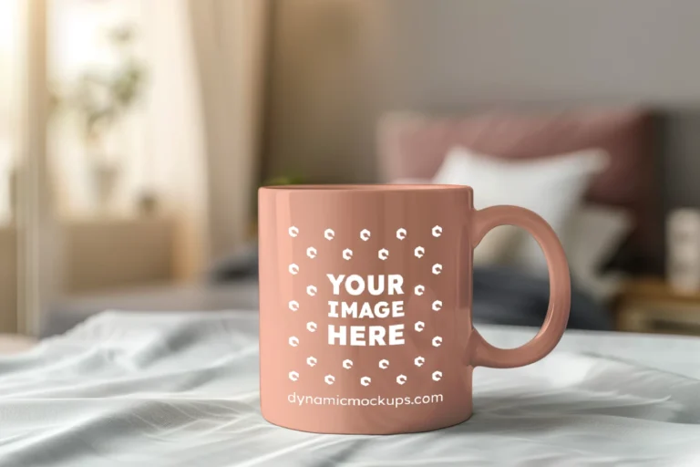 11oz Blank Peach Ceramic Coffee Mug Mockup Template