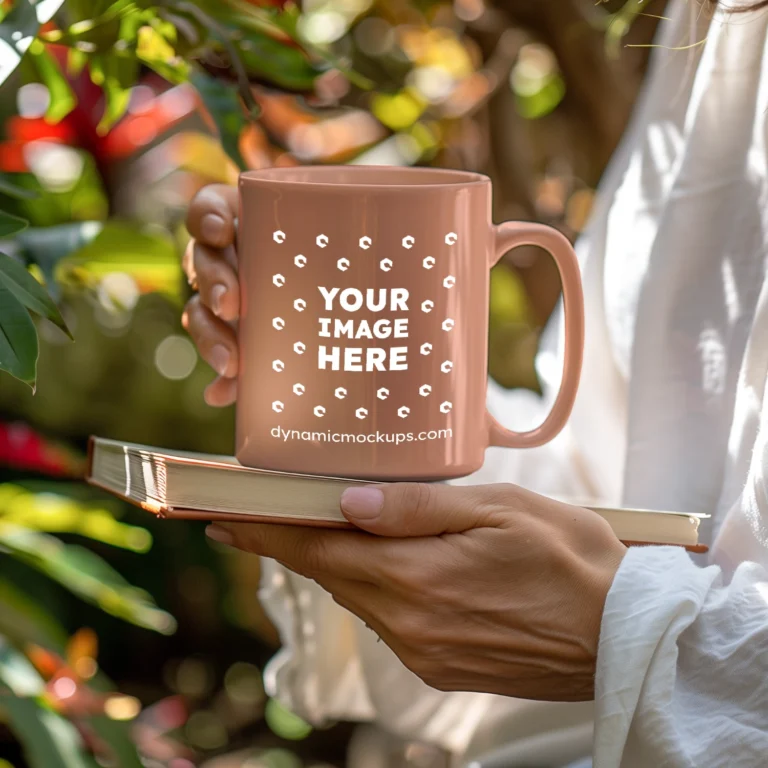 11oz Blank Peach Ceramic Coffee Mug Mockup Template