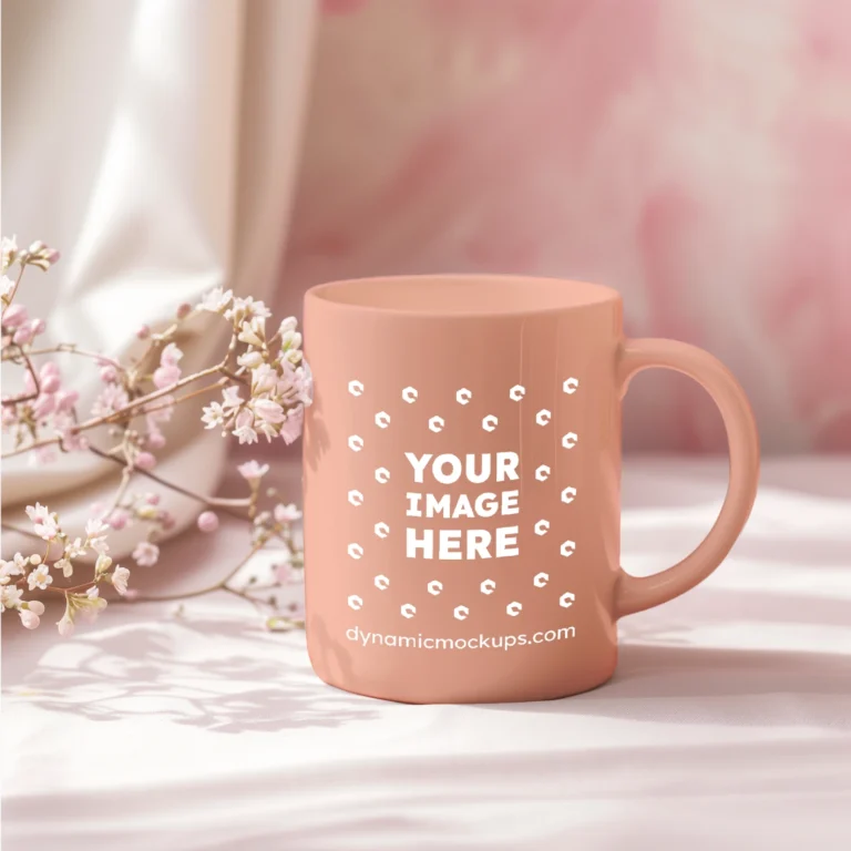 11oz Blank Peach Ceramic Coffee Mug Mockup Template