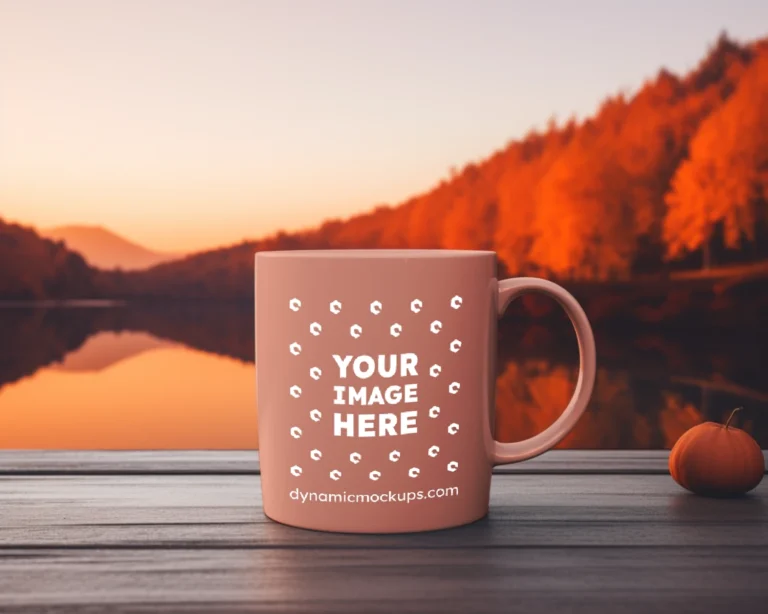 11oz Blank Peach Ceramic Coffee Mug Mockup Template