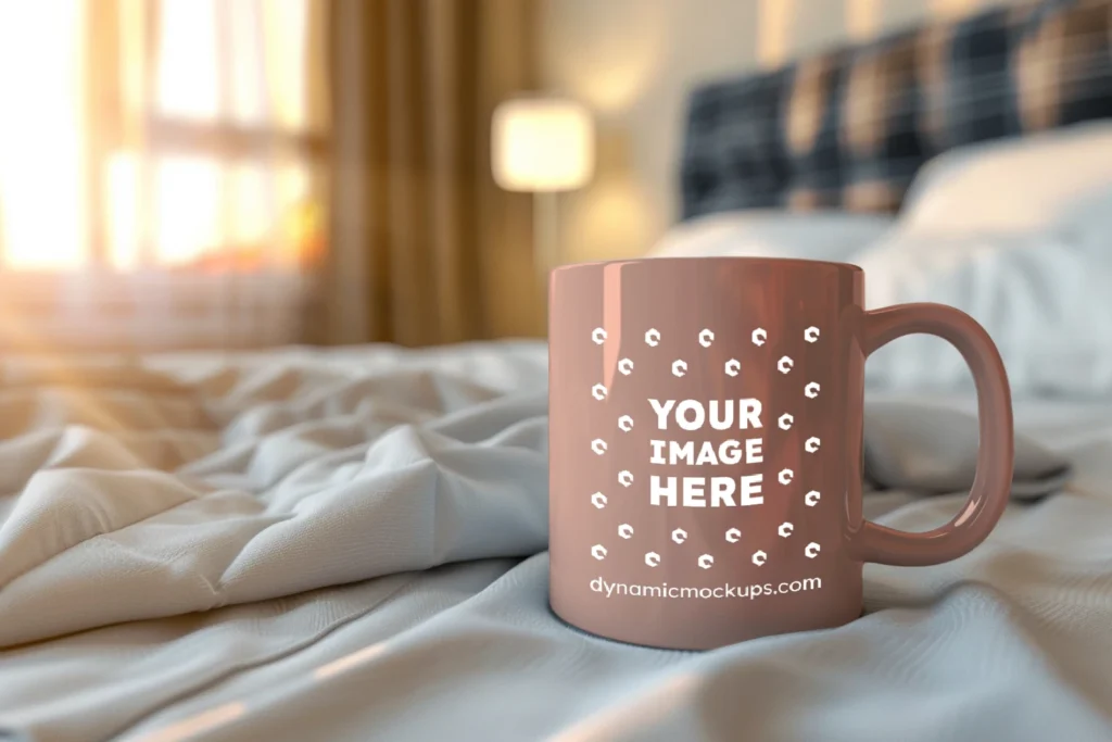 11oz Blank Peach Ceramic Coffee Mug Mockup Template